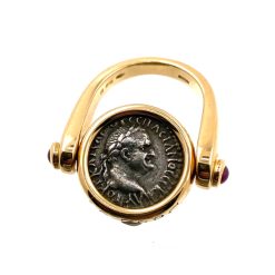 18 kt rosé gouden ring met een originele Romeinse munt