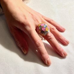 18 kt rosé gouden ring met saffieren in diverse kleuren