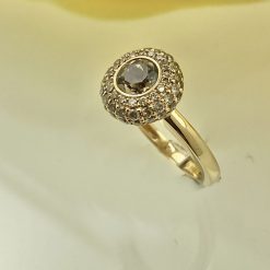 18 kt rosé gouden ring uit de Al Coro collectie met rookkwarts en briljant geslepen diamantjes
