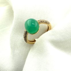18 kt rosé gouden ring met chrysoprase