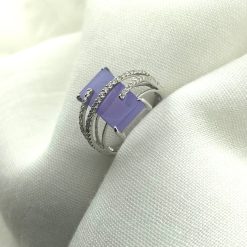 18 kt witgouden ring met lavendel Jade
