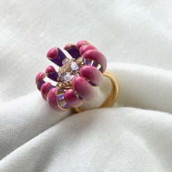 18 kt rosé gouden ring in bloemvorm